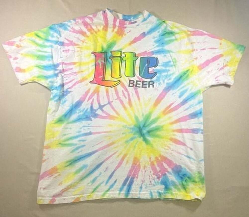 Hanes Beefy-T Miller Lite Beer Tie Dye T-Shirt XL